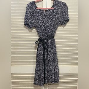 Anthropologie Maeve Purple Short Sleeved Faux Wrap Dress Medium